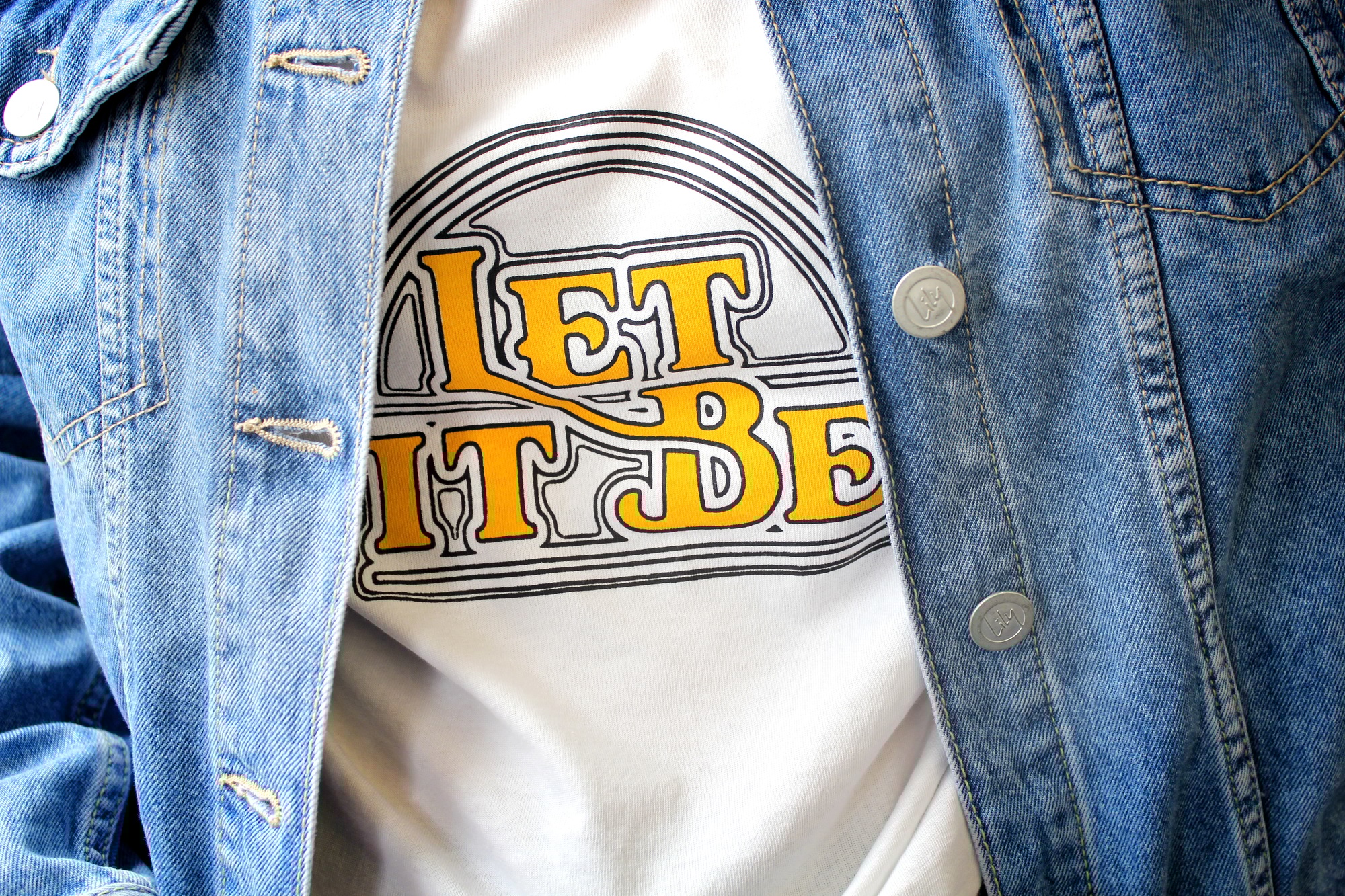 "Let It Be" - T shirt and denim jacket, fashion